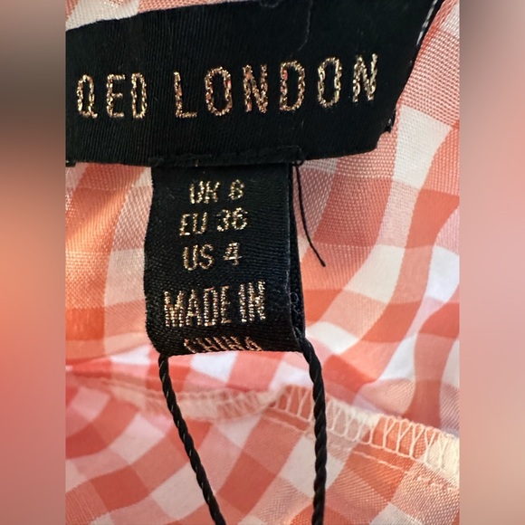 QED London frill wrap cami mini dress in pink gingham print NWT - Picture 5 of 8